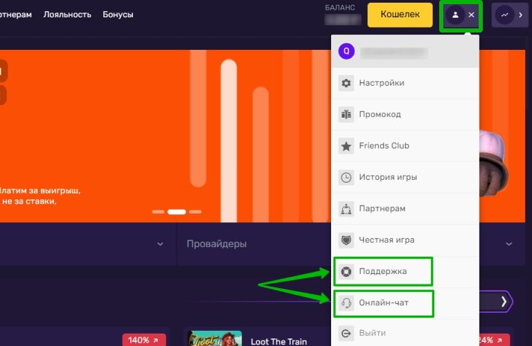 Связь с техподдержкой на сайте